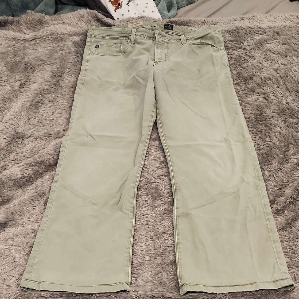 AG Adriano Goldschmied Men's Light Green Chinos Size 34!